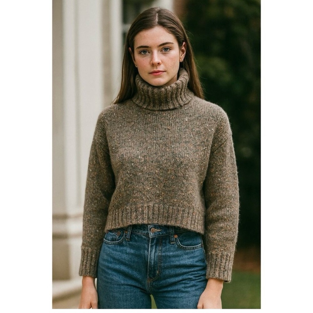 a.n.a Cozy Brown Crop Turtleneck Sweater Size XL NWT